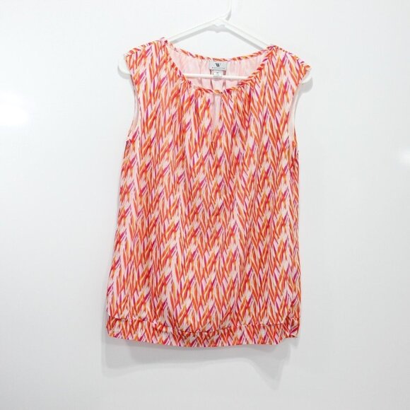 Worthington Tops - Worthington Womens Orange Pink Sleeveless Blouse Polyester Round Neck Pullover M